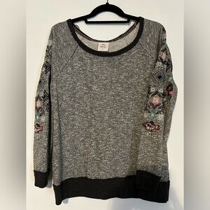 Knox Rose Charcoal Sweater with Purple Trim